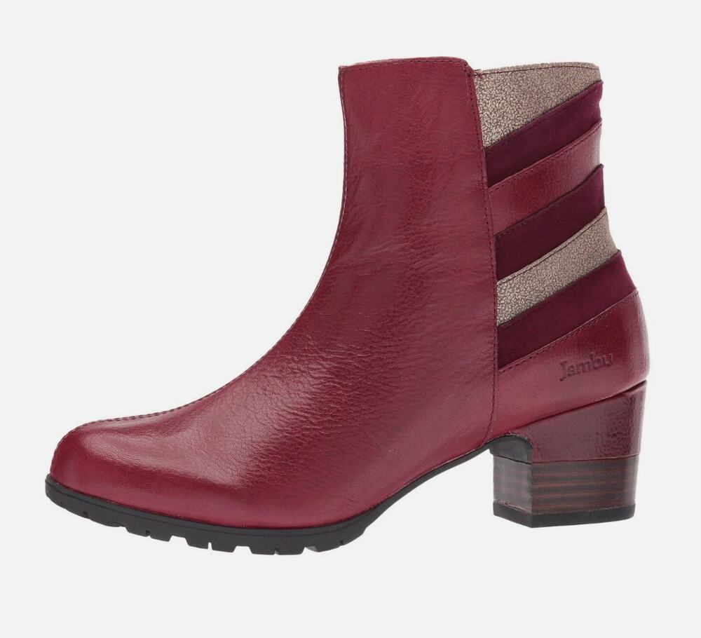 Jambu Amal Leather Boots 11 Red Wine NWT Ankle Booties Boho Art to Wear